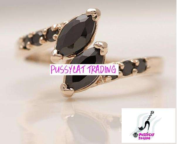 Julia order Genuine 9k Yellow Gold 3.34ct black Sapphire Ring