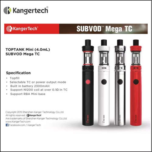 Authentic Kanger SUBVOD Mega TC Kit (2300mAh) + 2 x 10ml E-Liquid