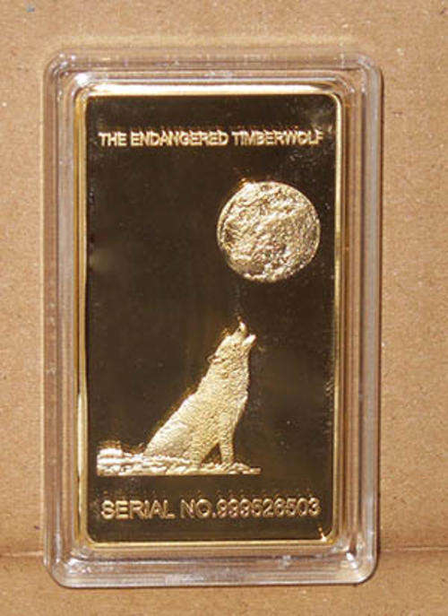 1 ENDANGERD TIMBER WOLF WITH SER NO 100 MILLS 999 FINE GOLD GLAD COIN  TO MISS OUT ON COLECTION