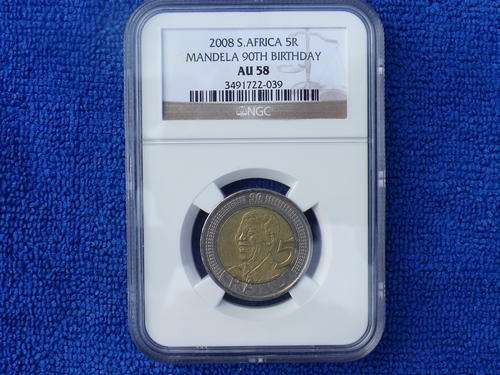 WOW GET YOUR AU 58  MANDELA BIRTHDAY COIN NGC AND UNC