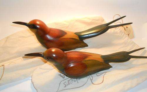 Feathers Of knysna Hand Painted Wood Pair of "Bee Eater's" Limited to 2000 Only