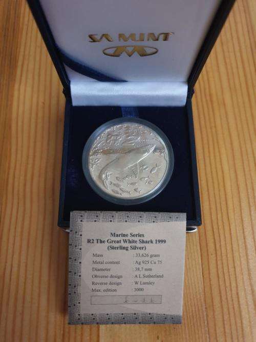 1999 Proof Silver R2 Great White Shark in SAM Box with Certificate
