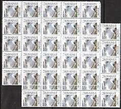 ZIMBABWE-2 MNH Blocks of 25 stamps-Kariba Dam