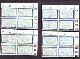 R.S.A.-4 MNH CONTROL BLOCKS OF FOUR