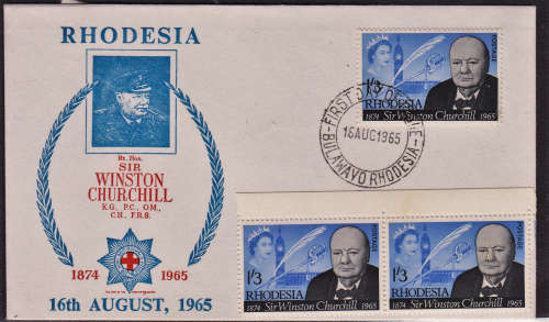 Rhodesia MNH pair and FDC Churchill