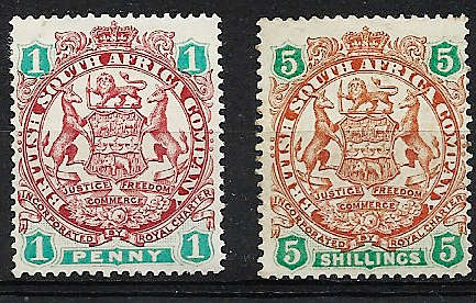 BSACo SACC 36 and 49 1d and 5 hinged mint- bothsides scanned high cat