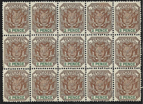 ZAR SACC 225 MNH Block of 15 as scanned
