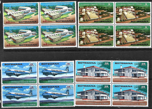 Botswana MNH  1966 Independence issue in MNH blocks of four