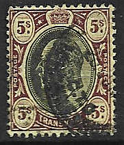 Transvaal SACC 260 5/- Edward V11 fine used  Cat R1000