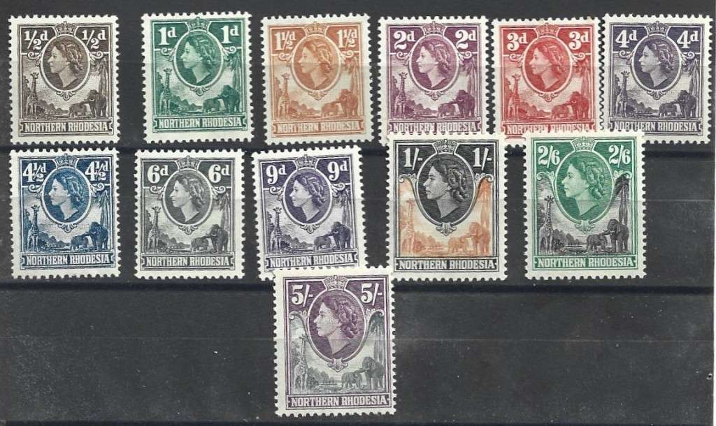 Northern Rhodesia 1953 definitive issue to 5/- hinged mint