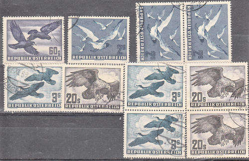 Austria 1949 super Airs used selection with odd vertical pairs
