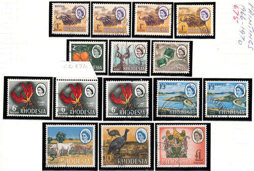 Rhodesia 1966/70 Mardon  additional printings complete used issue SACC 145a/155a see note