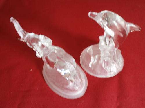 Crystal Glass two figures Elephant and Porpoise