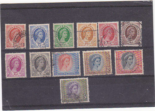 Rhodesia and Nyasaland 1954 QE2 used definitive short set