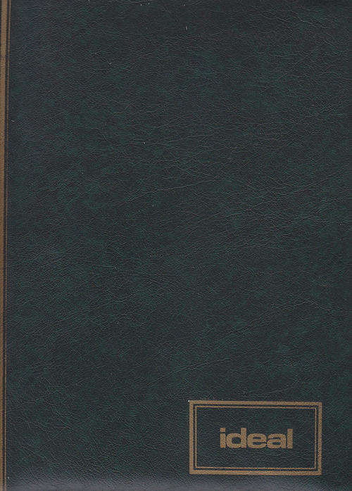 Green "Ideal" first day cover album 15 pages,three spaces per  side takes 60 normal covers .