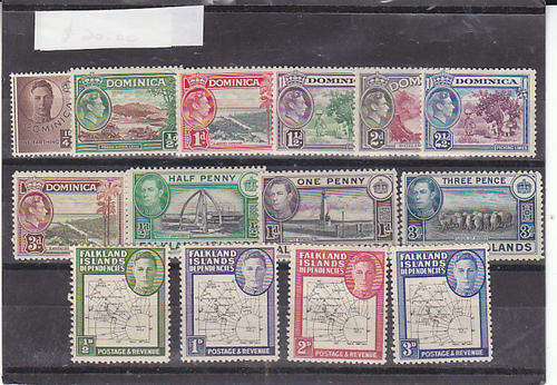 Commonwealth Dominica and Falkland Islands KGV1 mint selection