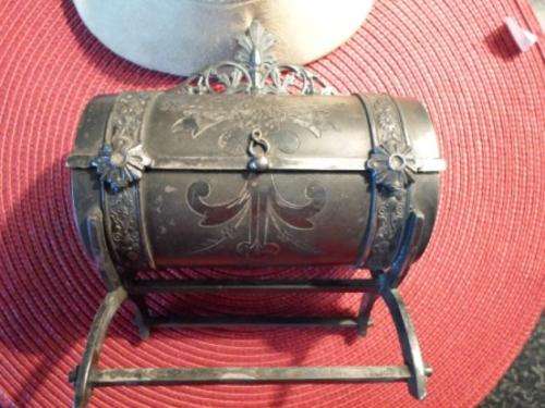 STUNNING!!! VICTORIAN GOTHIC STYLE PEWTER JEWELERY CASKET CIRCA 1880's