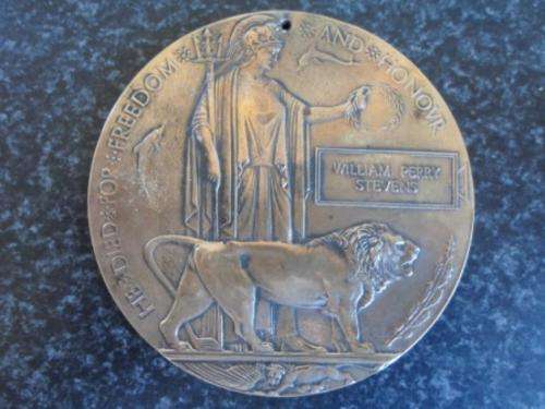WOW!!! RARE WW1 "DEATH PENNY" FOR WILLIAM PERRY STEVENS