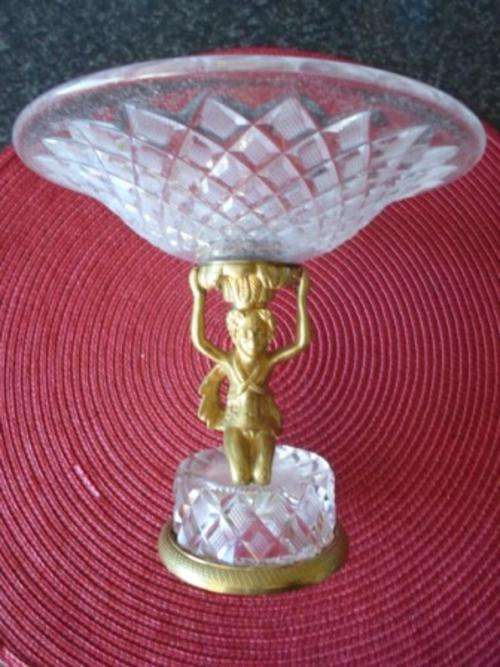 AMAZING!!! VICTORIAN FRENCH GILT BRONZE AND CUTGLASS TAZZA CIRCA 1900 ABSOLUTELY STUNNING!!!!