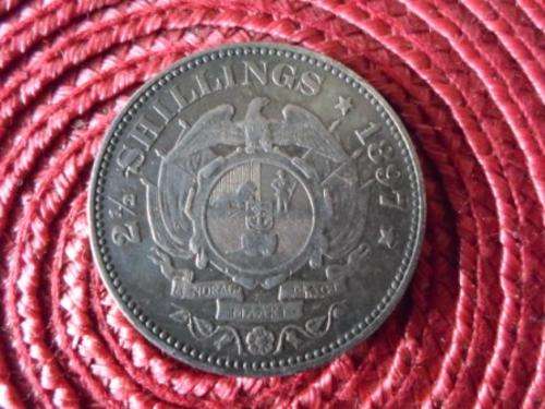 WOW!!! KRUGER 1897 2 1/2 SHILLINGS SILVER COIN