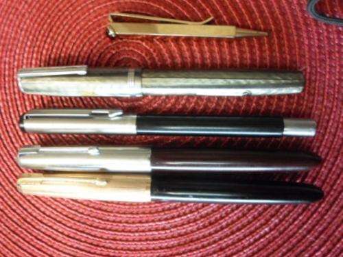 WOW!! 3 X PARKER & 1 ESTERBROOK VINTAGE FOUNTAIN PEN & 1 ANSON GOLD PLATED PENCIL