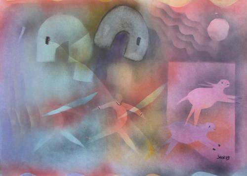 GREAT INVESTMENT!!! LARGE "WINSTON SAOLI" MIXED MEDIA ON PAPER 710 X 500mm   VALUE R5,500