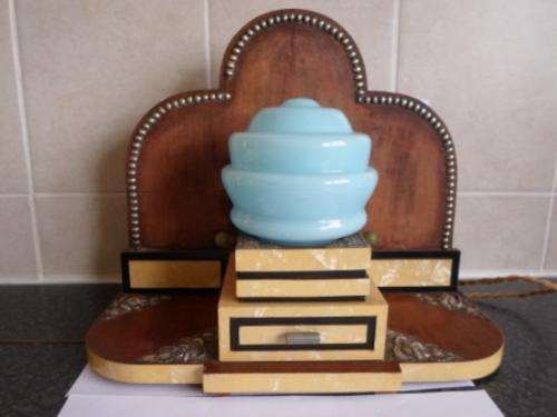 WOW!! AMAZING ART DECO LAMP AND JEWELERY BOX WITH FRENCH STERLING SILVER MOUNTS CIRCA 1930's