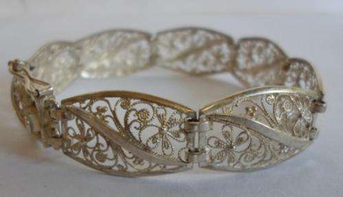 SPECTACULAR!! VINTAGE 835 SILVER FILIGREE BRACELET 180 X 13mm