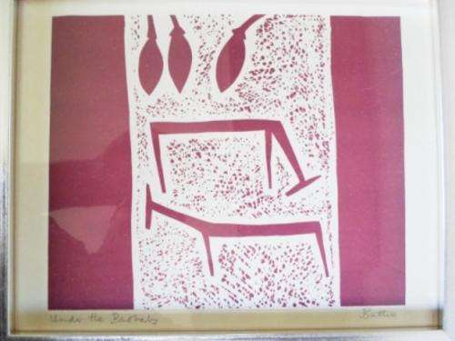 WOW!!! WALTER BATTISS LITHOGRAPH TITLED "UNDER THE BOABABS" 205 X 165mm VALUE R4500