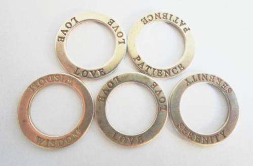 WOW!! COLLECTION OF 5 STERLING SILVER PENDANTS SERENITY, PATIENCE, WISDOM & LOVE