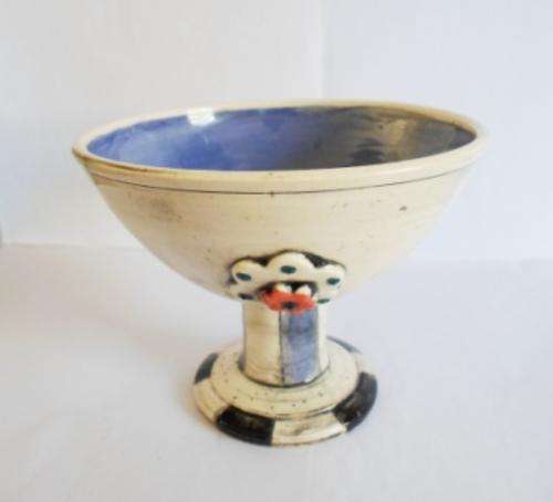 GORGEOUS!! SIGNED SA CERAMIC ART PEDISTAL BOWL