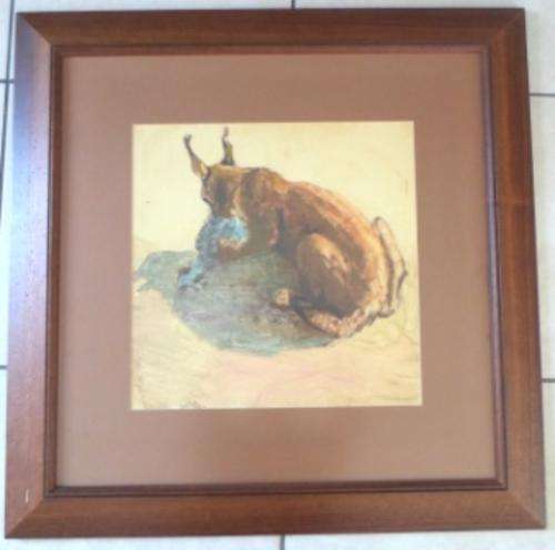 WOW!! ZAKKIE ELOFF MIXED MEDIA ON PAPER OF WILDCAT (1925-2004) 490mm X 490mm VALUE R15000