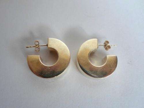 STUNNING!! PAIR OF CHUNKY STERLING SILVER HOOP EARRINGS 21mm X 21mm X 6mm 7.2gr