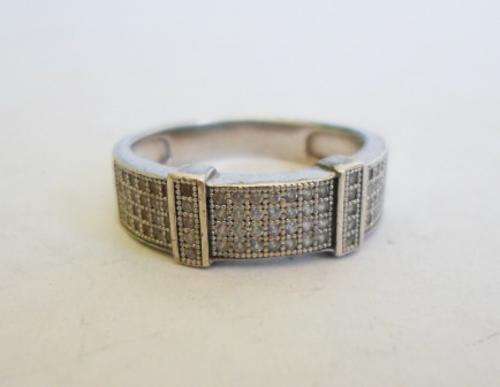MAGNIFICENT!! STERLING SILVER & MICRO PAVE SET CZ RING SIZE O1/2 3.4gr