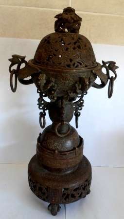 WOW!! MAGNIFICENT!! LARGE HIGHLY DETAILED TIBETAN BRONZE DRAGON CENSOR 345 X 170 X 125mm WOW!!!