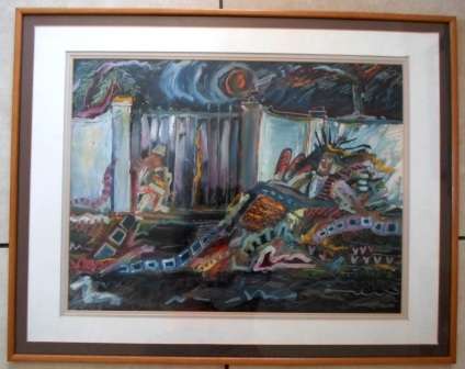 WOW!! R.J. McCALLUM ACRYLIC ON CANVAS BEHIND GLASS ,  600 X 450mm WOW!! WOW!!