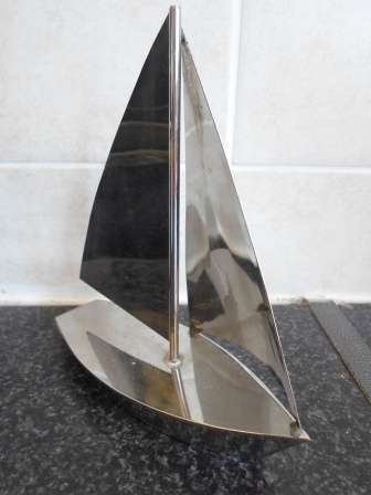 WOW!! VINTAGE CHROME MODEL OF SAILING BOAT  WOW!! WOW!!