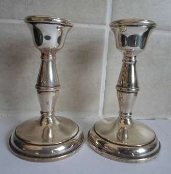 WOW!! STUNNING 1963 & 1969 BIRMINGHAM SILVER CANDLE STICKS BY B&CO 256g  WOW!! WOW!!