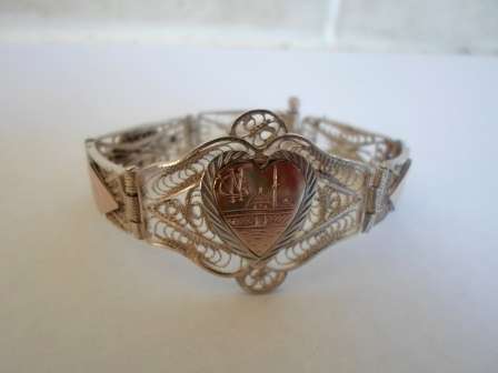 EXQUISITE!! VINTAGE EGYPT 900 FILIGREE SILVER & LOW CARAT GOLD BRACELET AMAZING CONDITION!! 16,2g