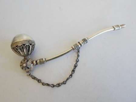 WOW!! RARE!! 19th CENTURY CHINESE STERLING SILVER OPIUM PIPE CIRCA 1890's 11g WOW!!