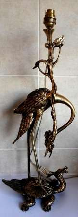 WOW!! HIGHLY DETAILED JAPANESE BRONZE CRANE & TURTLE LAMP CIRCA 1910 VALUE R5500,  520 X 200 X 145mm