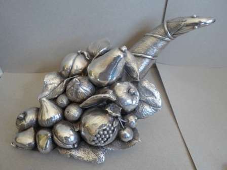 WOW!! EXQUISITE!! LARGE BRUMAL STERLING SILVER CORNUCOPIA 268,4g AMAZING PIECE!! WOW!! WOW!!