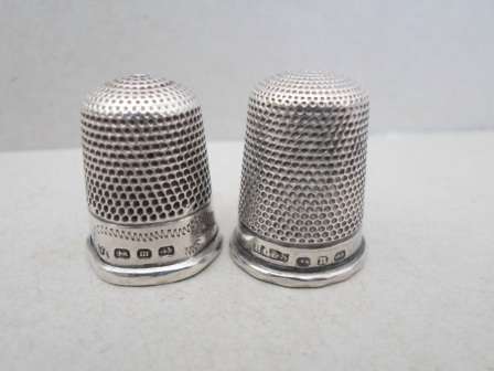 WOW!! 1886 & 1887 BIRMINGHAM SILVER THIMBLES  8g WHAT A FIND!! WOW!!