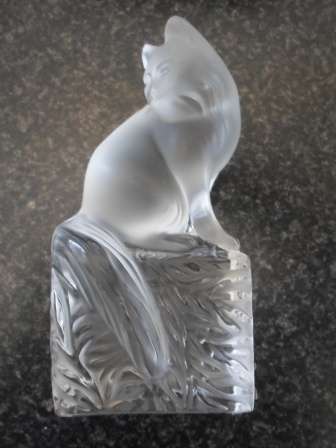 WOW!! SIGNED LALIQUE FROSTED CRYSTAL CAT VALUE R6500 WOW!! WOW!