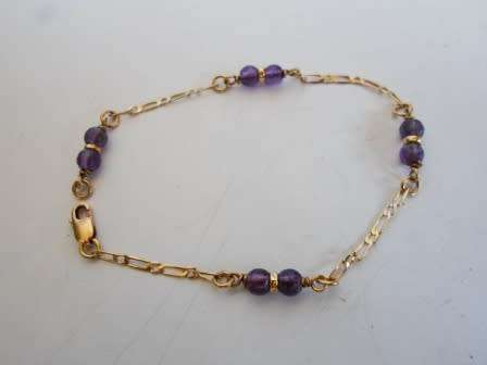 STUNNING!! VINTAGE 9ct GOLD & AMETHYST BRACELET 2,1g SO BEAUTIFUL!! WOW!!