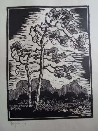 WOW!! GREGOIRE BOONZAIER 1978 TABLE MOUNTAIN LINOCUT 305 X 225mm VALUE R5500 WOW!!