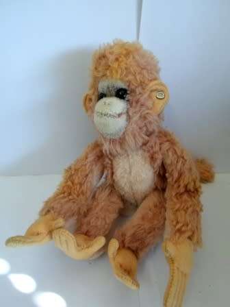 WOW!! VINTAGE STEIFF MONKEY SOFT TOY WITH BUTTON WOW!! WOW!!