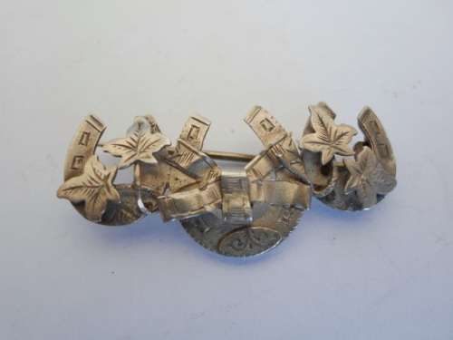 WOW!! VICTORIAN CHESTER SILVER LUCKY HORSE SHOE BROOCH BY W.B&S 3,7g  CIRCA 1890's  WOW!!
