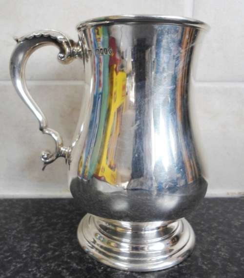 INCREADIBLE!! LARGE 1884 LONDON SILVER TANKARD BY BRISTOL SILVERMITH'S ALLIANCE 336,2g  VALUE R4950