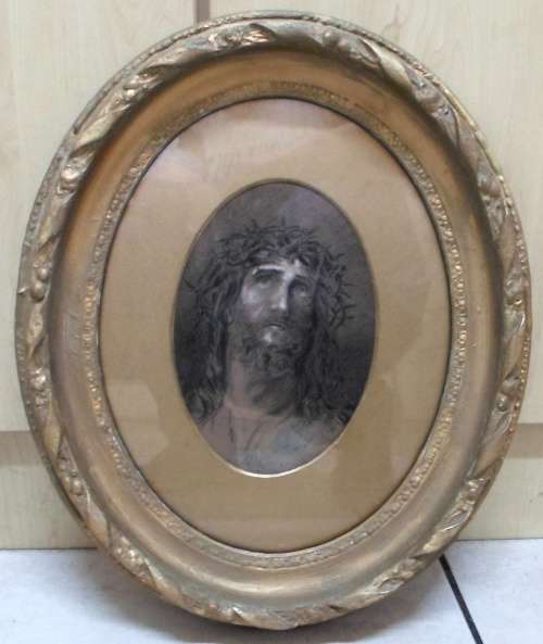 AMAZING!! ANTIQUE CHARCOAL SKETCH OF JESUS SIGNED 'RL' AT LEAST 200 YEARS OLD POSSIBLY MUCH OLDER!!